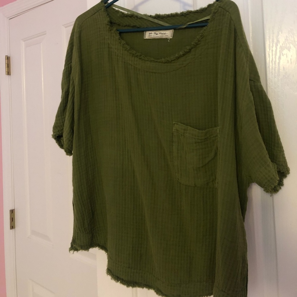 Free People Green Short Sleeved Tee